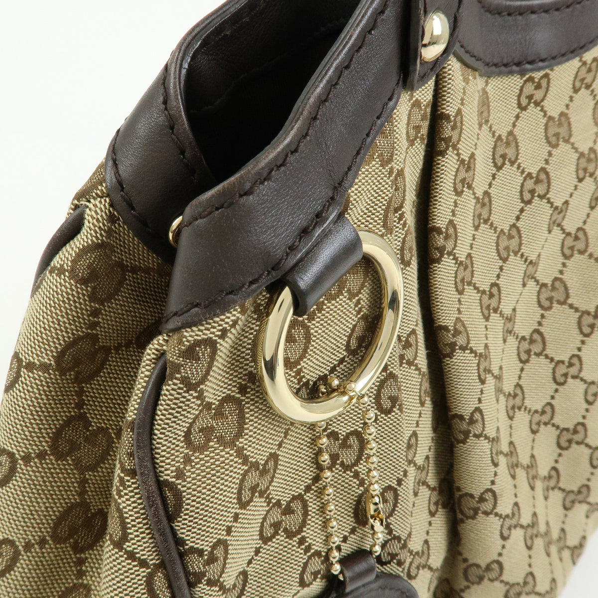 GUCCI Sukey Interlocking G GG Canvas Leather Tote Bag Hand Bag 211944