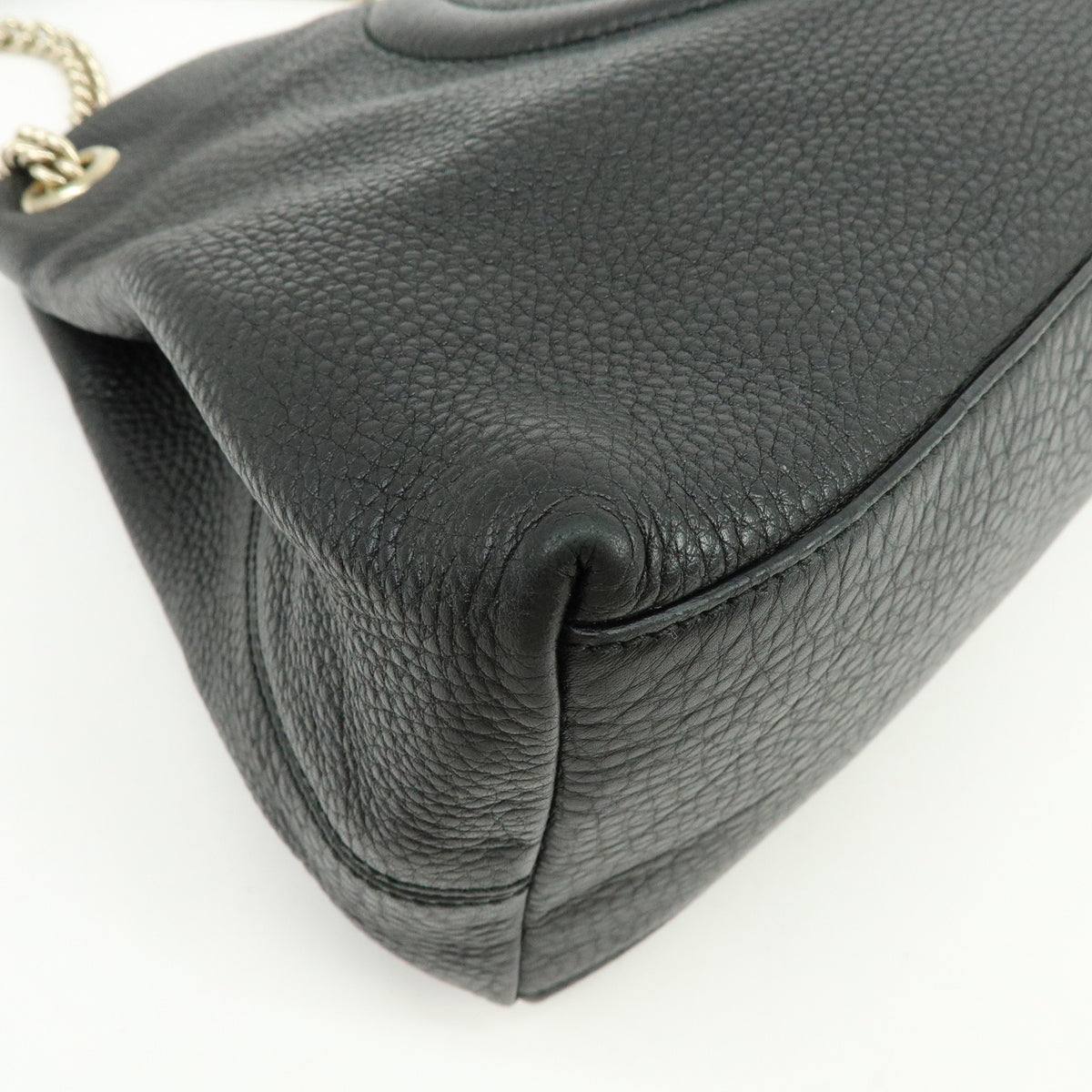 GUCCI SOHO Interlocking G Leather Chain Shoulder Bag Black 308982