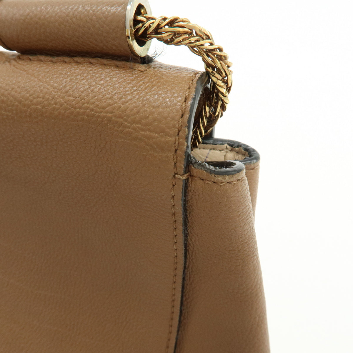 Chloe Elsie Leather Chain Shoulder Bag Crossbody Bag Brown Camel