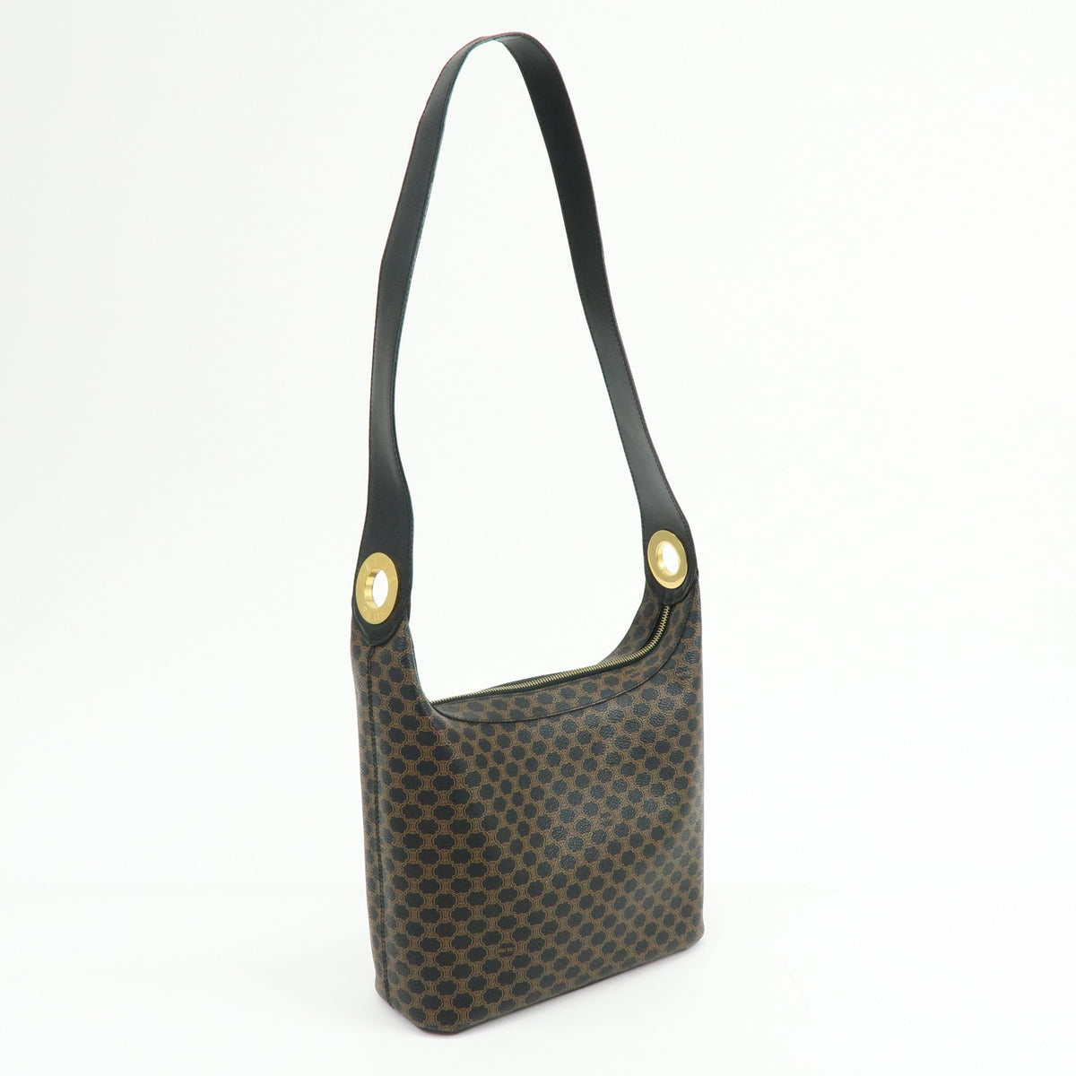 CELINE Macadam PVC Leather Shoulder Bag Crossbody Bag Black Brown