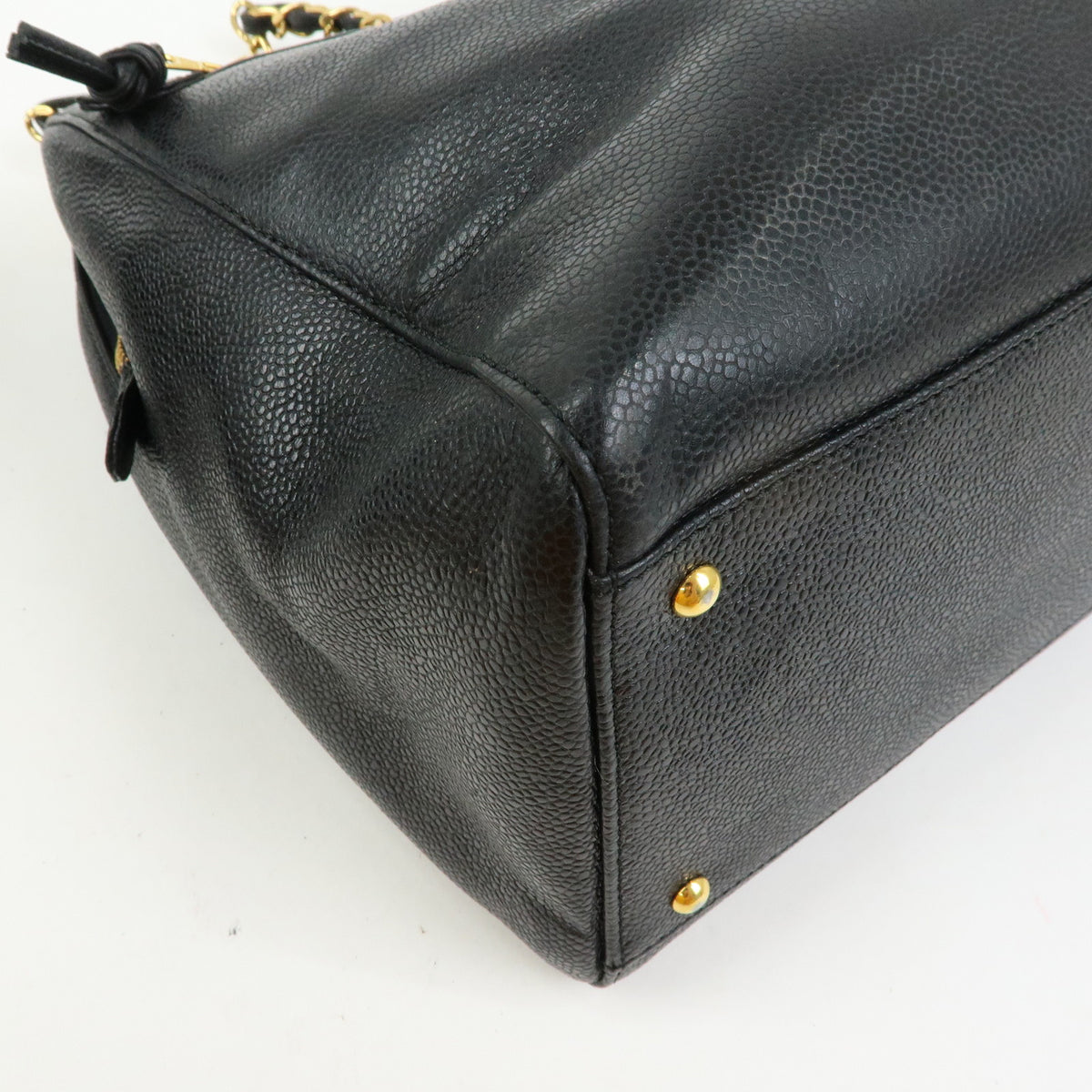 CHANEL COCO Mark Caviarskin Chain Shoulder Bag Tote Bag Black A10492