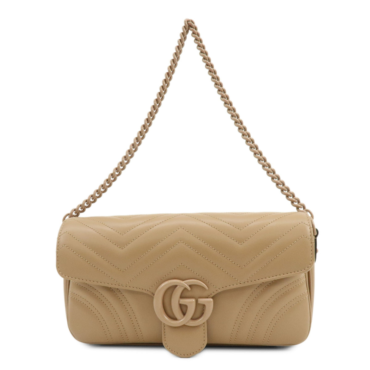 GUCCI GG Marmont Leather Chain Shoulder Bag Beige 826098