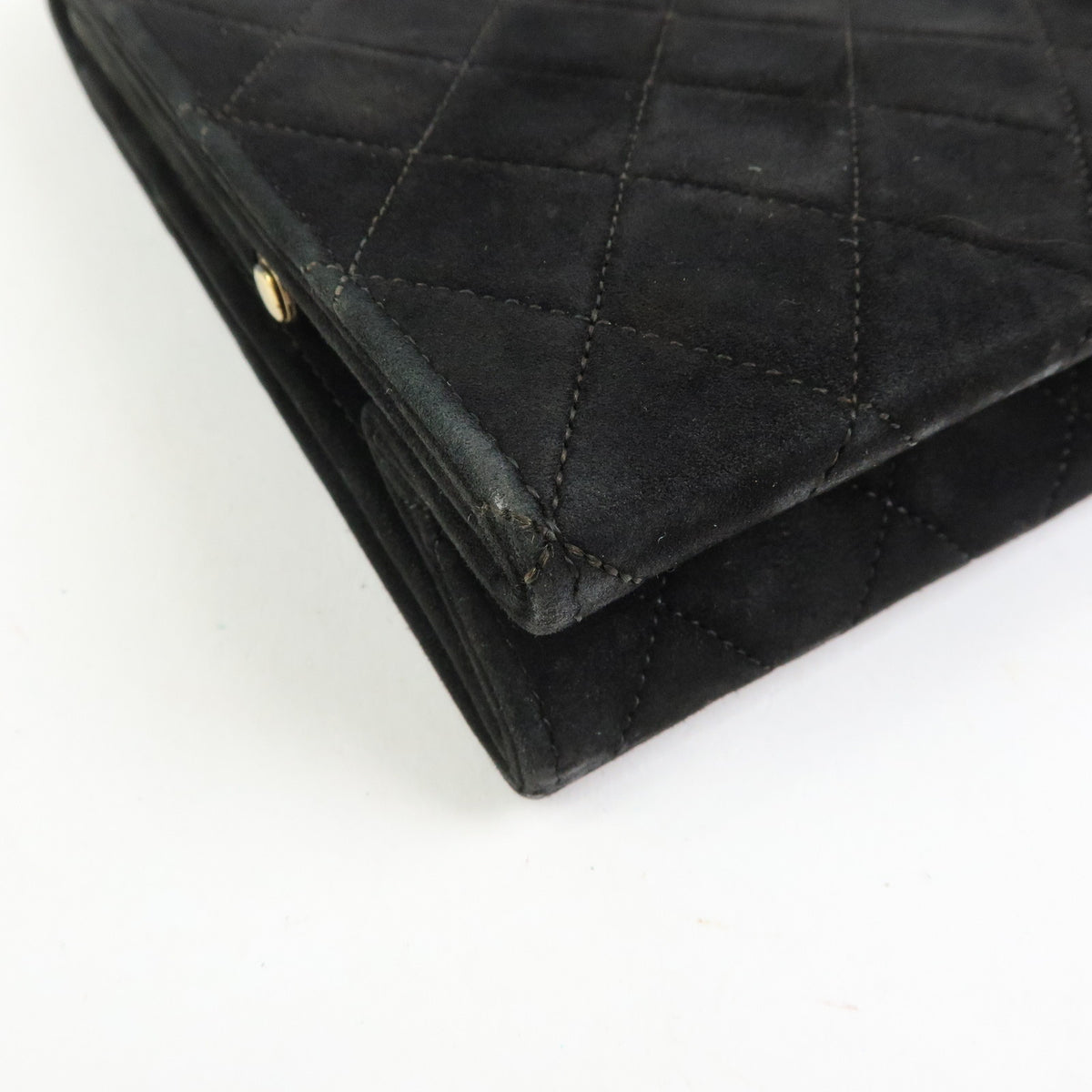 CHANEL Matelasse Suede Leather Chain Shoulder Bag Black