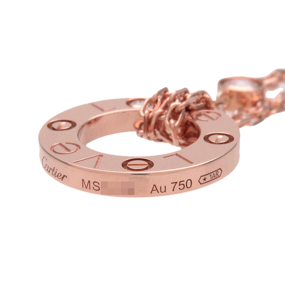 Cartier Love Circle 2P Diamond Necklace K18 750PG Rose Gold