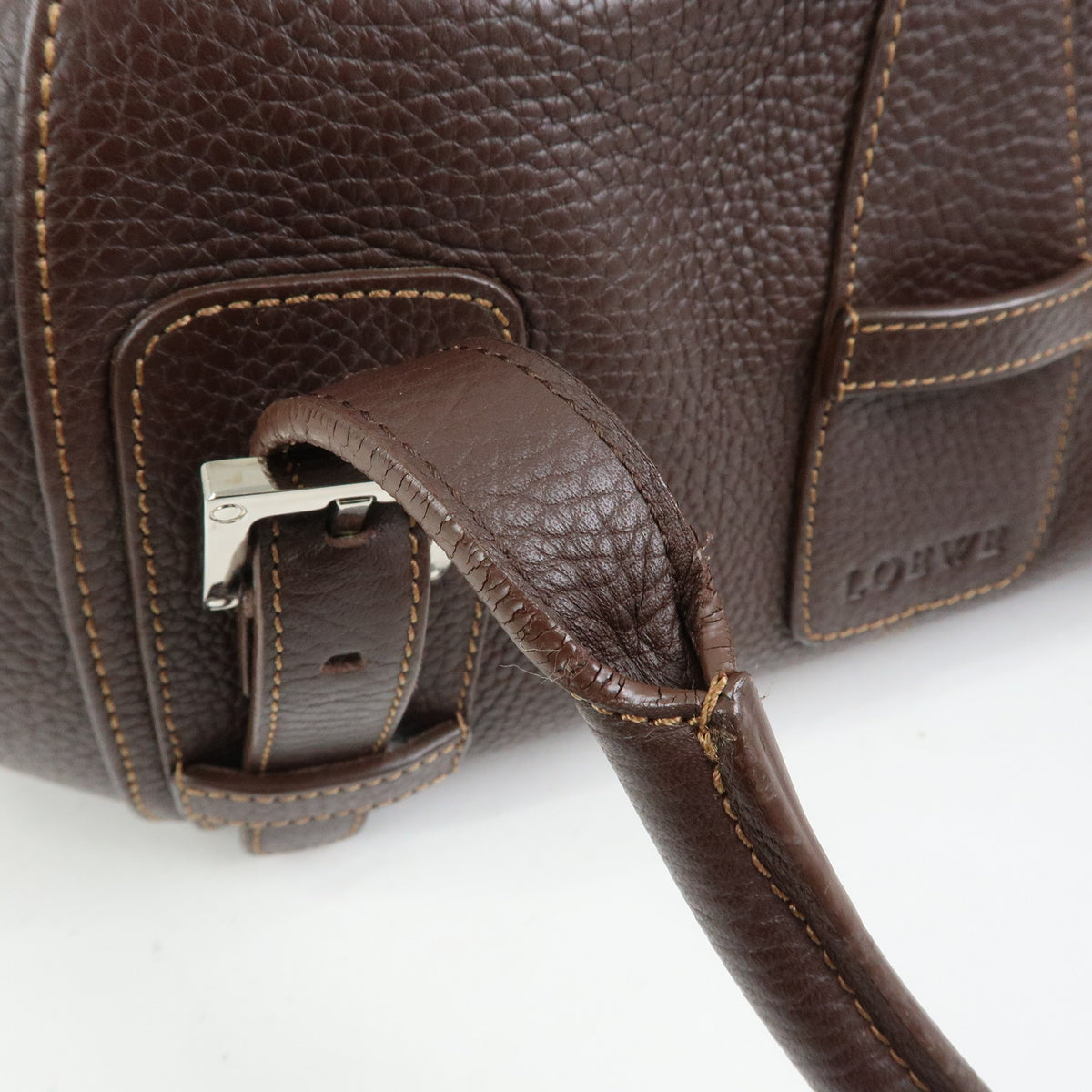 LOEWE Senda Leather Hand Bag Dark Brown