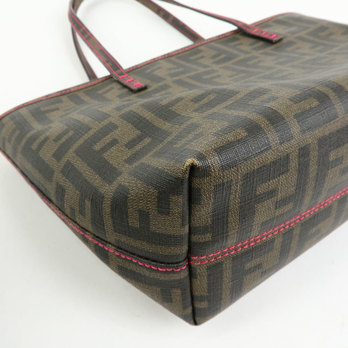 FENDI Zucca PVC Tote Bag Shoulder Bag Brown Pink 8BH223