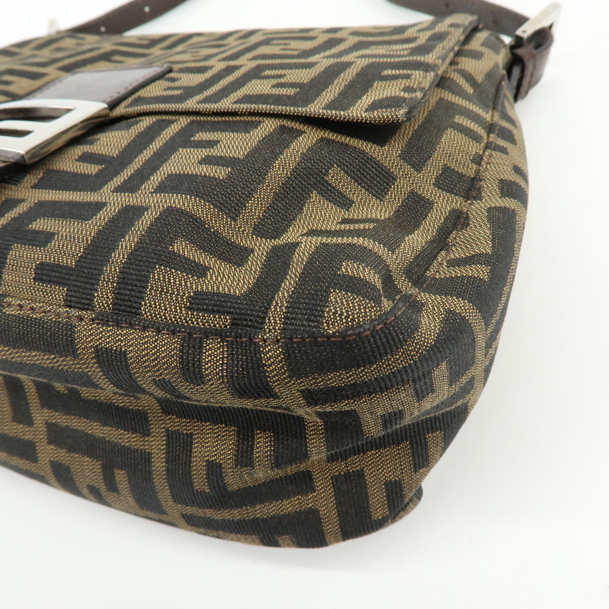 FENDI Zucca Mamma Baguette Canvas Leather Shoulder Bag Hand Bag 26325