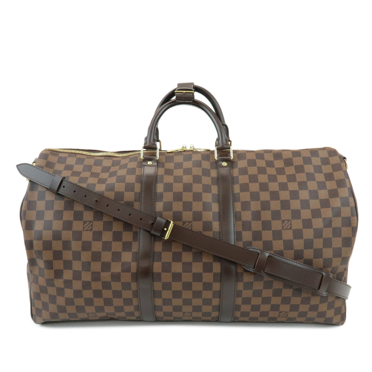 Louis Vuitton Damier Keep All Bandouliere 55 Travel Bag Brown N41414