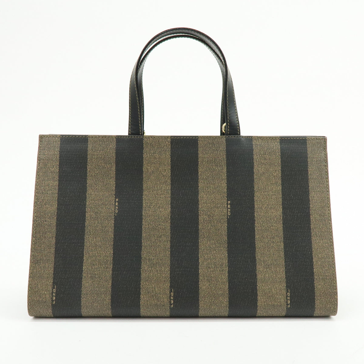FENDI Pequin PVC Leather 2Way Hand Bag Black Brown 261390