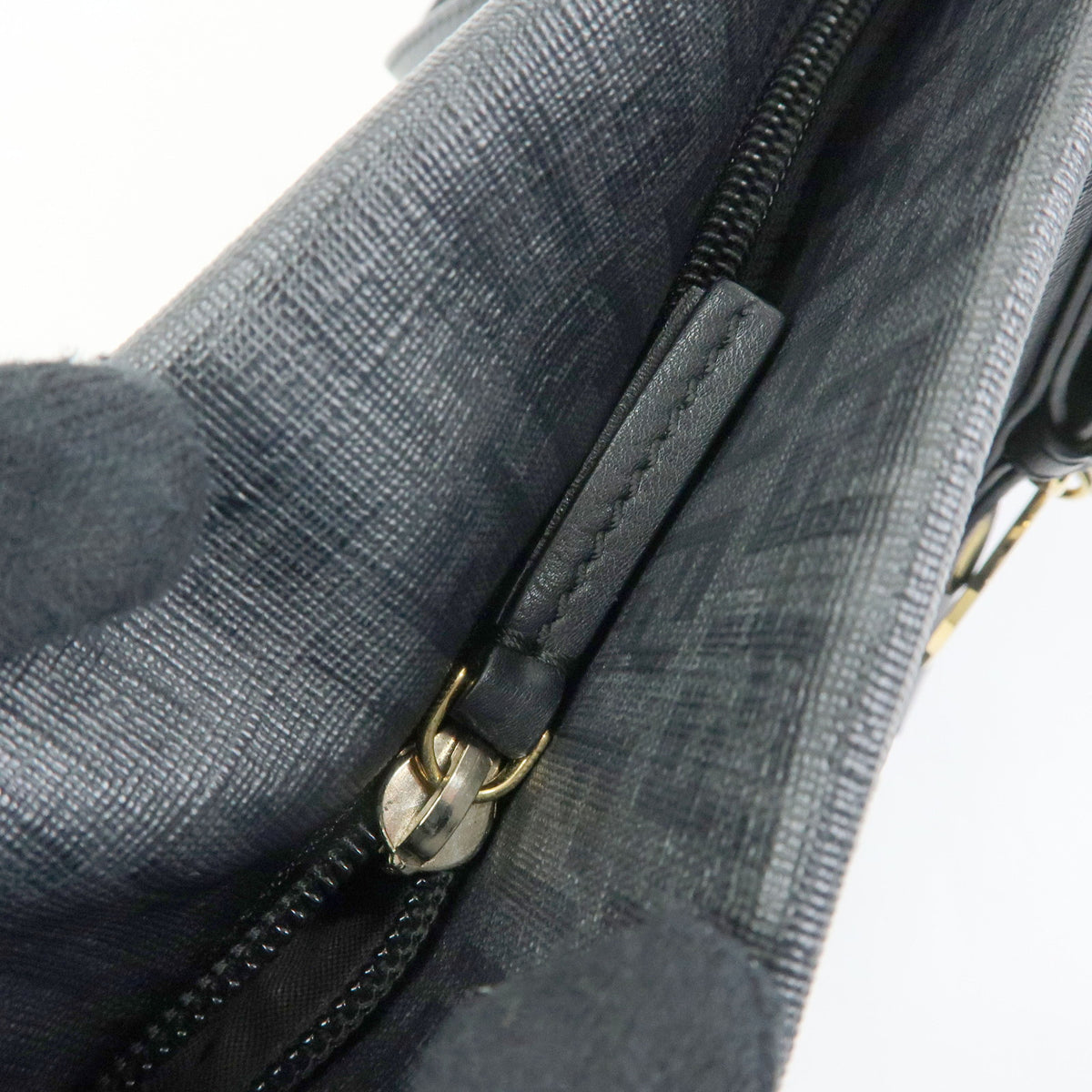 FENDI Zucchino PVC Leather Tote Bag Shoulder Bag Black 8BH215