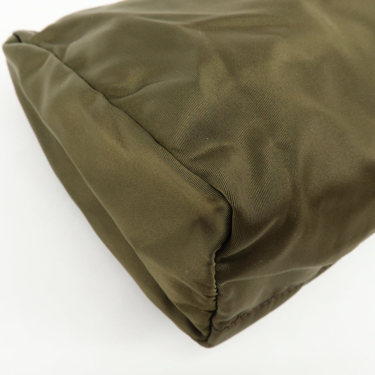 PRADA Triangle Logo Nylon Cosmetic Pouch Makeup Case Khaki Brown 1NA012