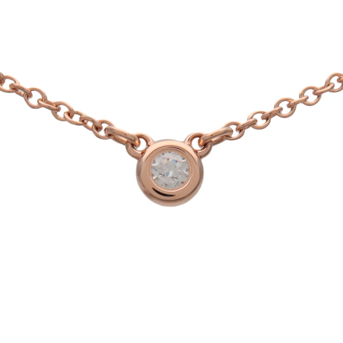 Tiffany & Co By The Yard 1P Diamond Necklace K18 750PG Rose Gold