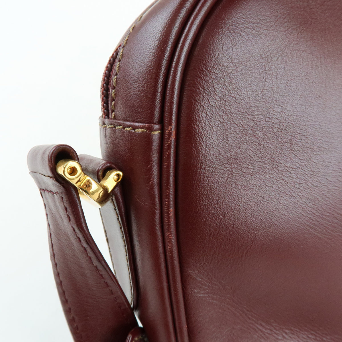 Cartier Must de Cartier Leather Shoulder Bag Bordeaux Wine Red