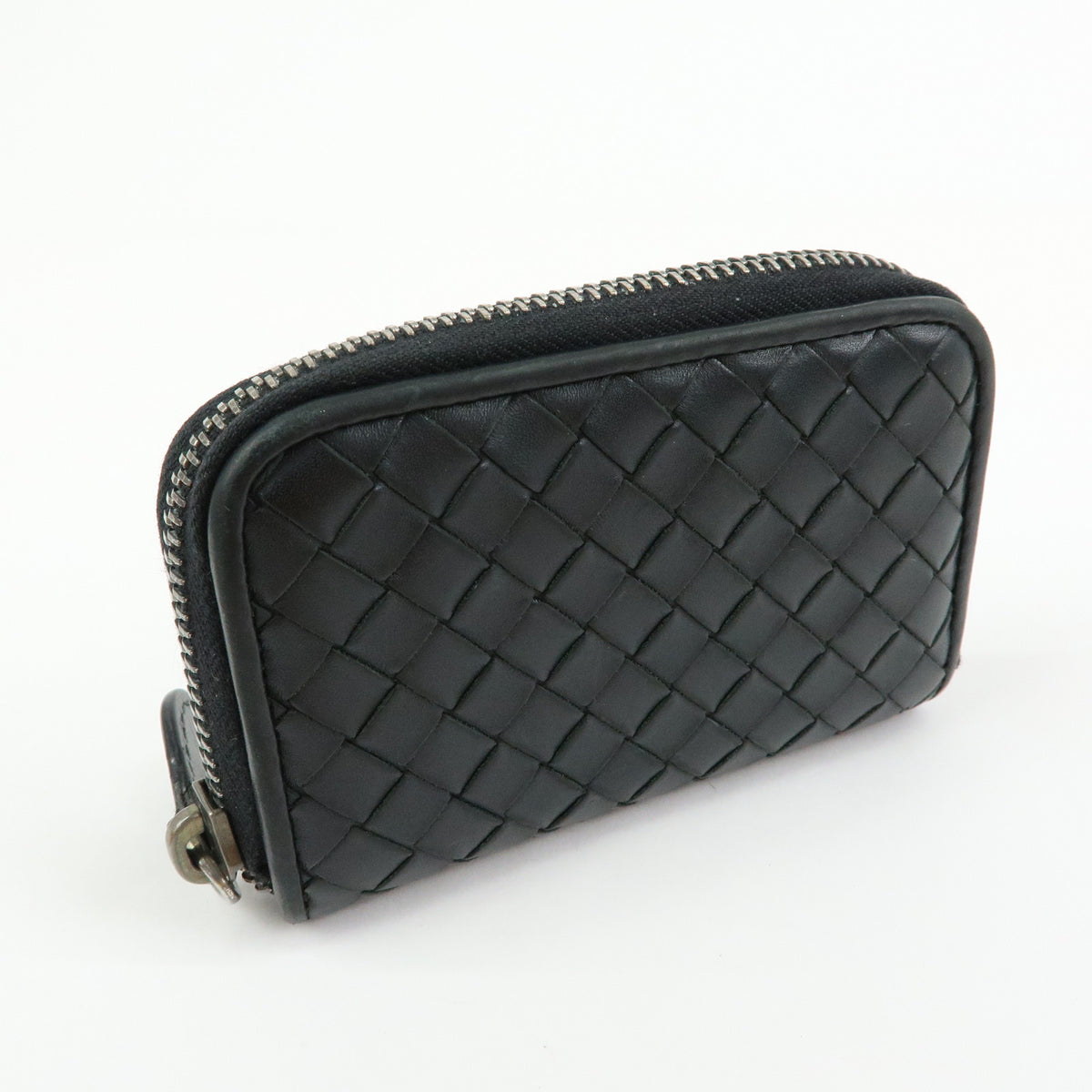 BOTTEGA VENETA Intrecciato Leather Coin Case Black V4651