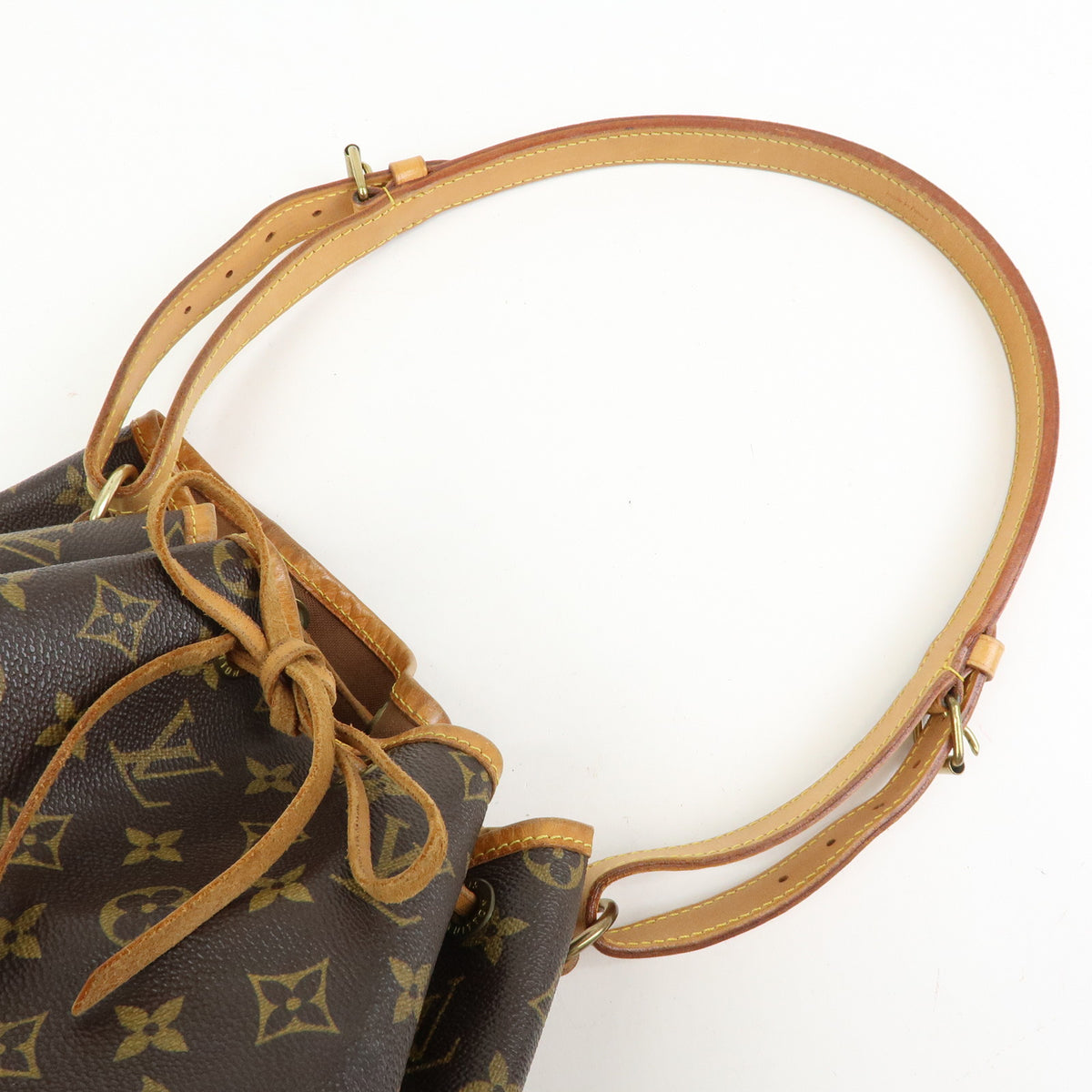 Louis Vuitton Monogram Noe Canvas Leather Shoulder Bag Brown M42224
