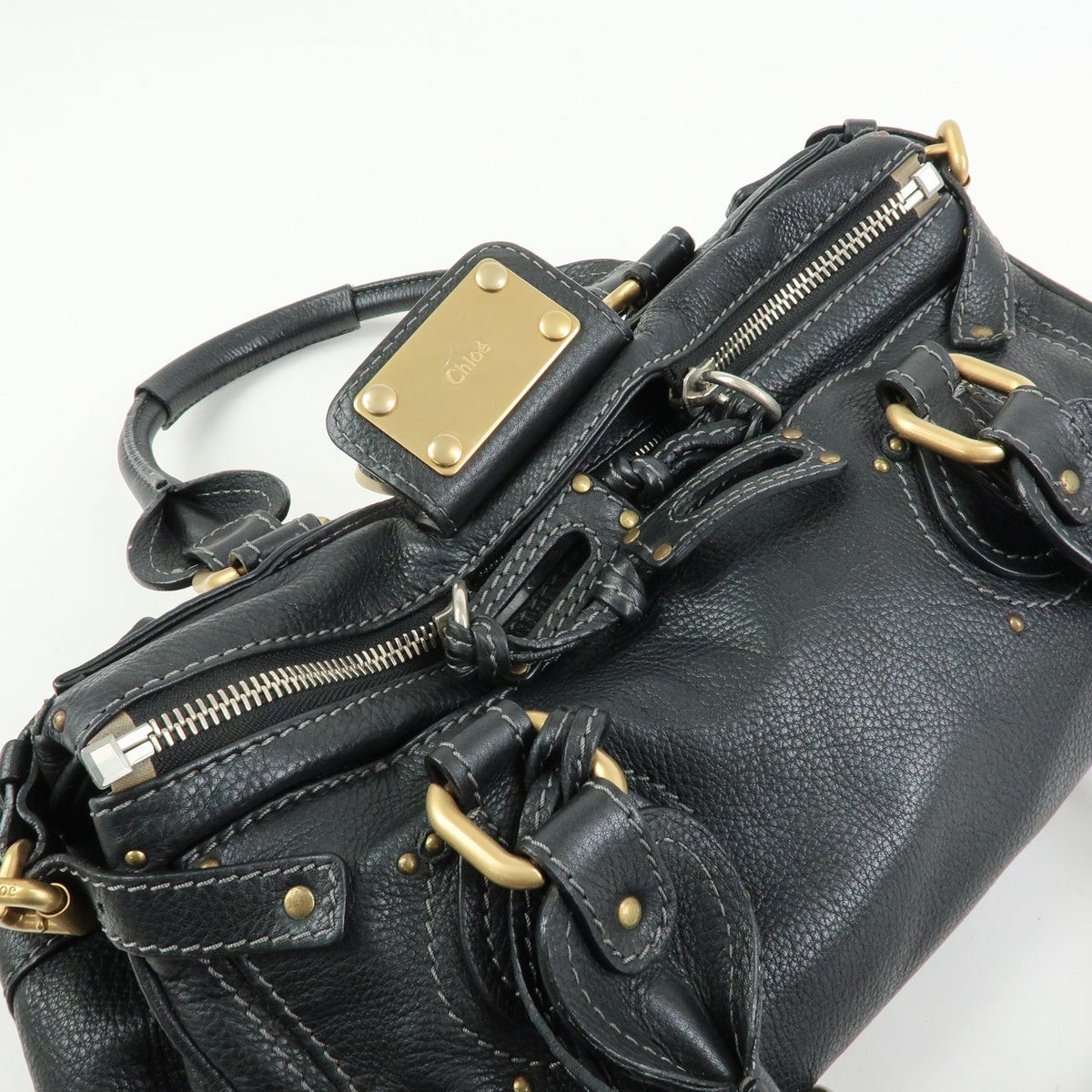 Chloe Paddington Leather Shoulder Bag Hand Bag Black