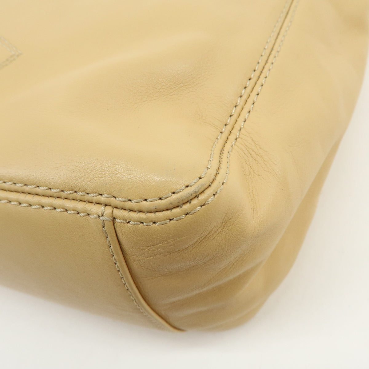 CHANEL COCO Mark Lamb Skin Shoulder Bag Hand Bag Beige