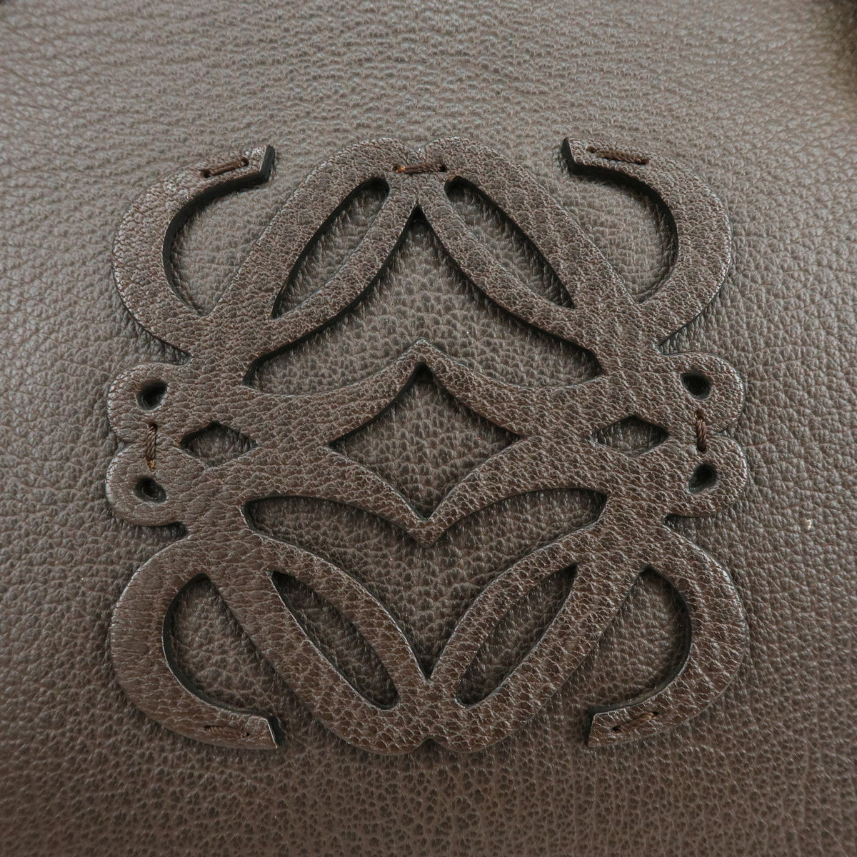 LOEWE Anagram Amazona 35 Leather Boston Bag Hand Bag Dark Brown