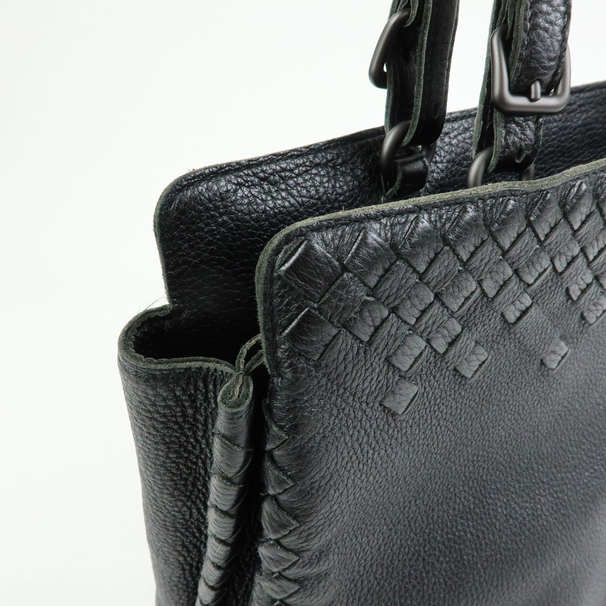 BOTTEGA VENETA Intrecciato Leather Tote Bag Shoulder Bag Black