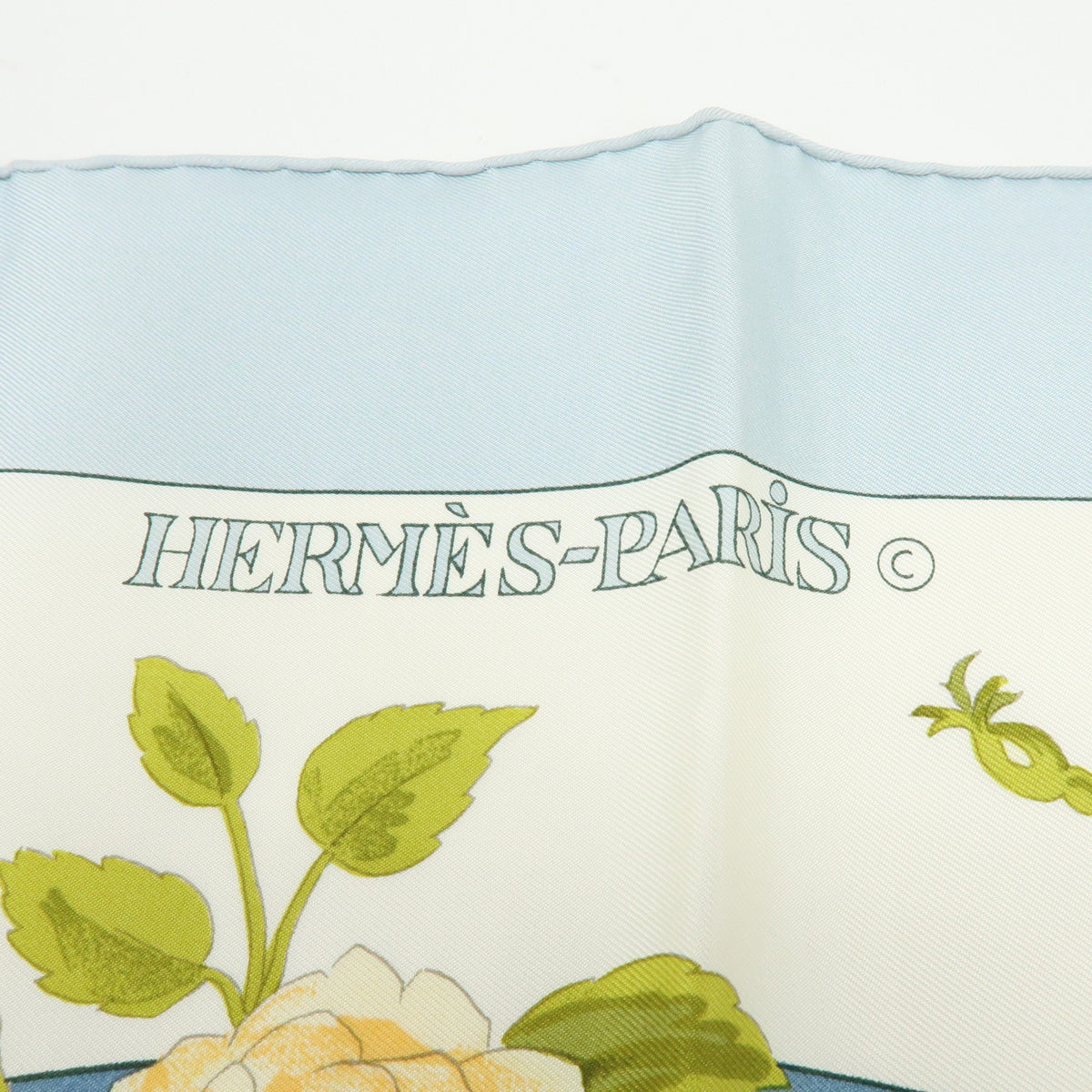 HERMES Carre 90 Silk 100% Scarf ROMANTIQUE Light Blue Light Green Pink