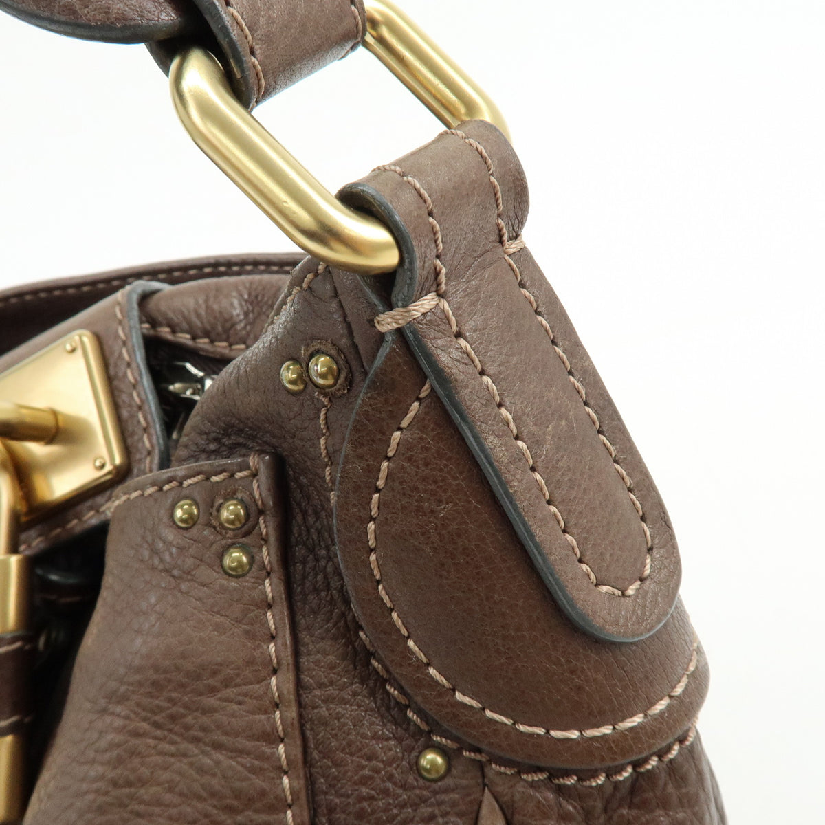 Chloe Paddington Leather Shoulder Bag Hand Bag Dark Brown