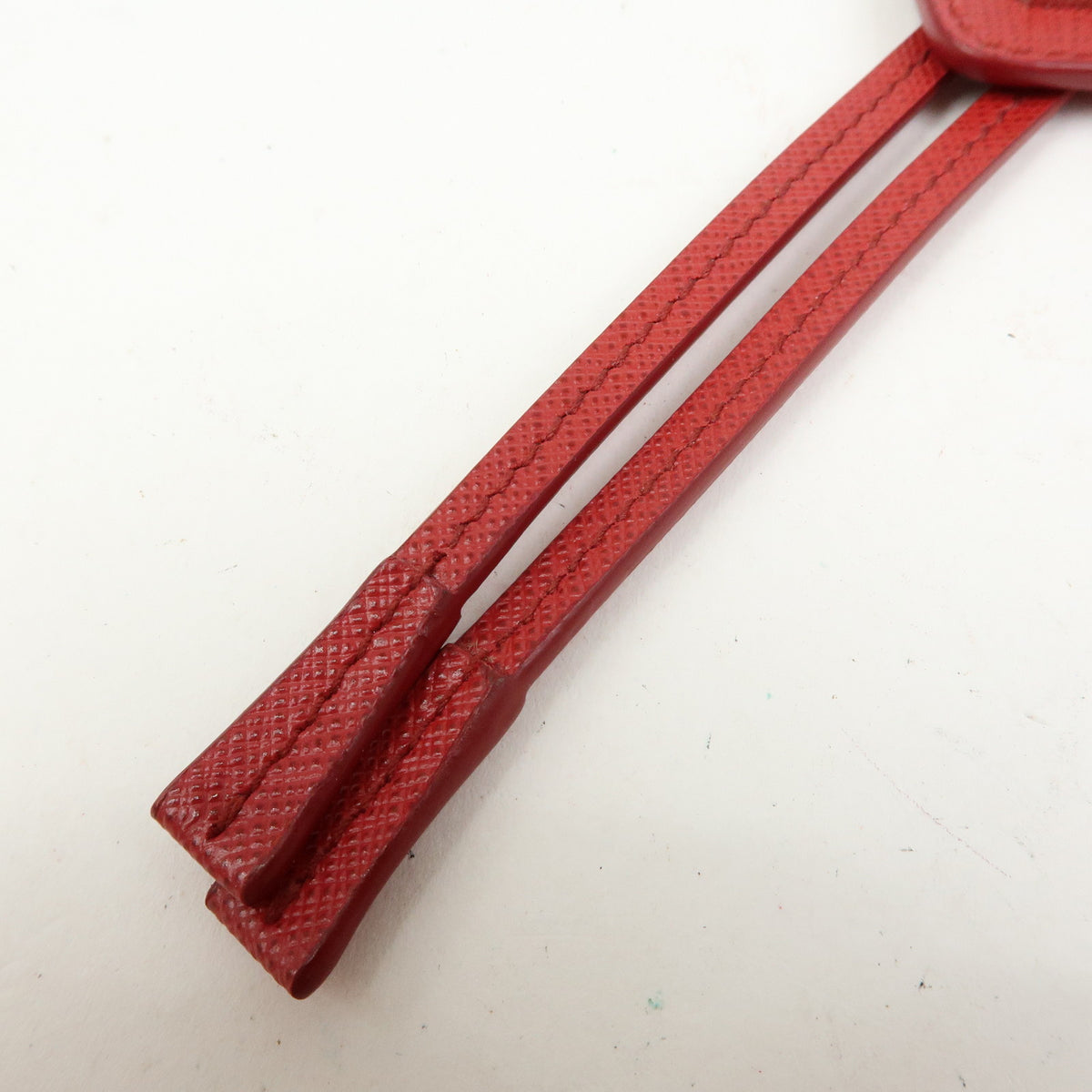 PRADA Triangle Logo Saffiano Leather Loop Tie Red