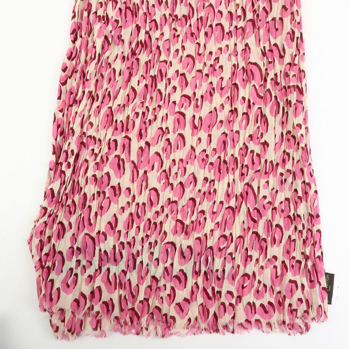 Louis Vuitton Leopard Cotton 100% Shawl Scarf Pink Green 401910