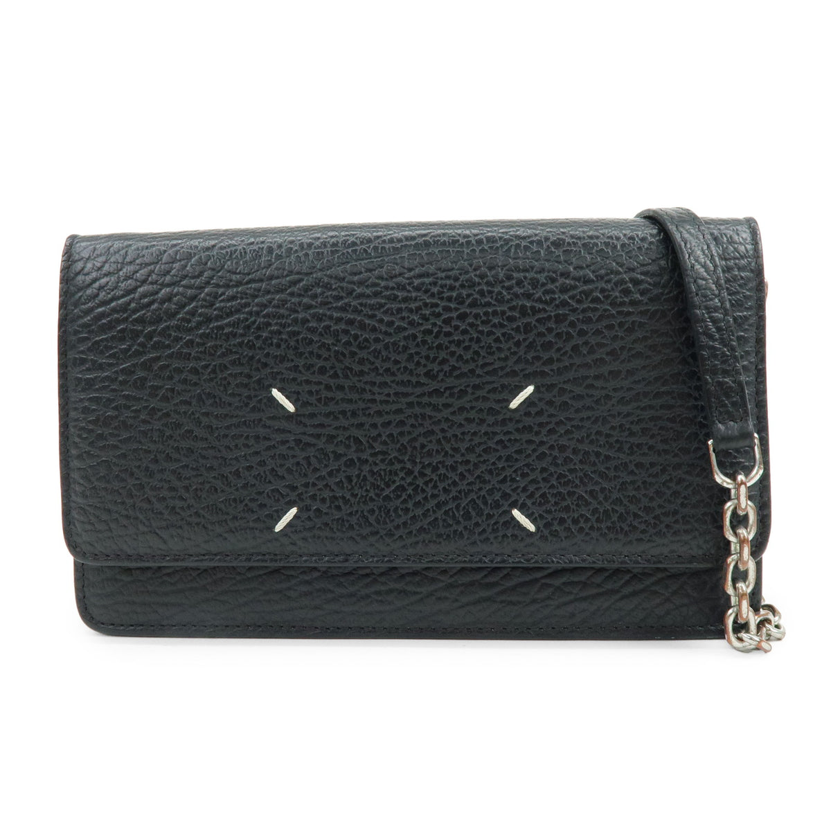 Maison Margiela Four-Stitch Leather Chain Wallet Shoulder Bag Black