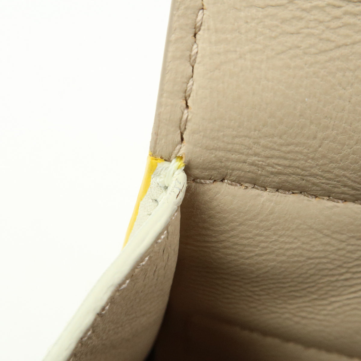 Ferragamo Gantini Leather 2Way Hand Bag Shoulder Bag Yellow Beige White