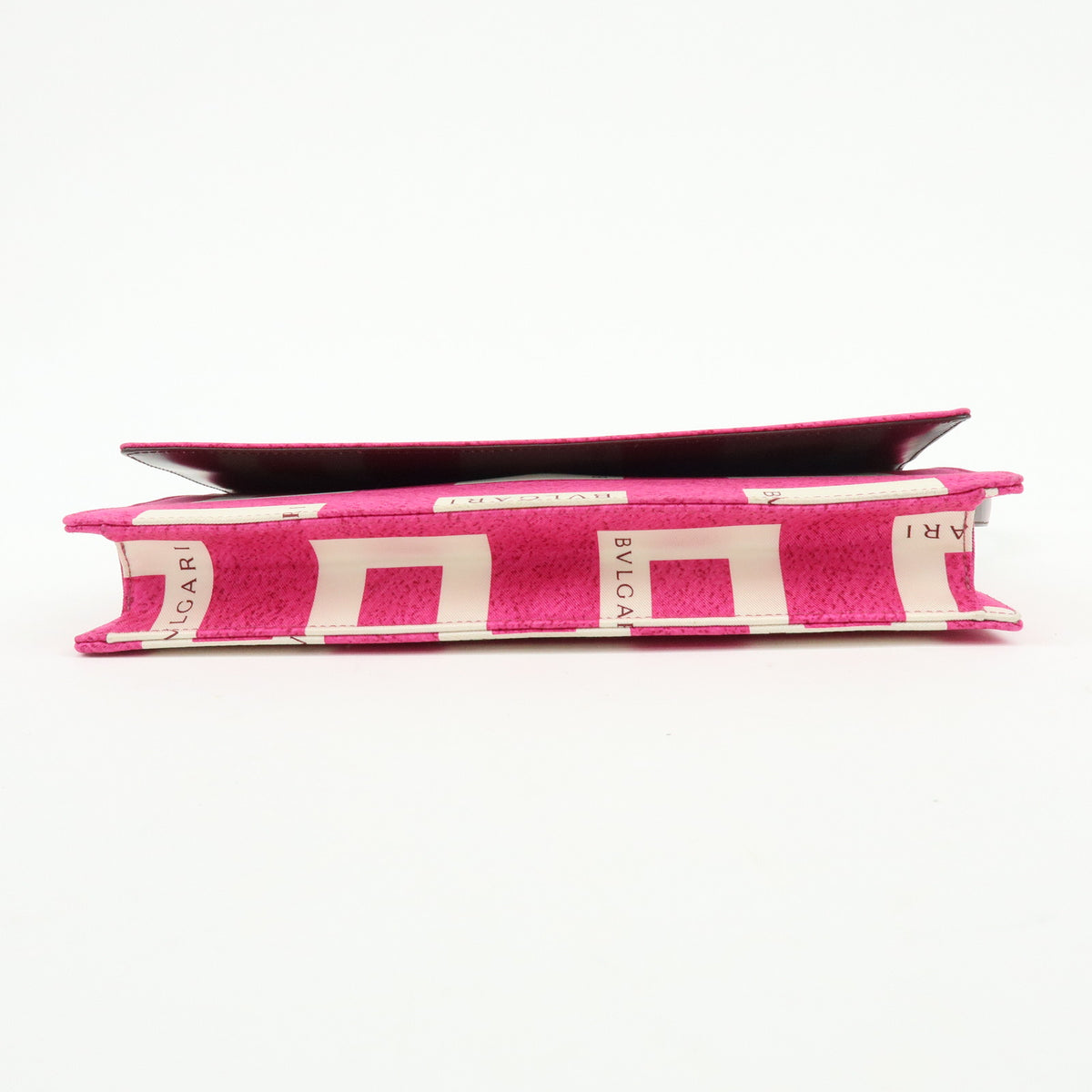 BVLGARI Square Logo Nylon Leather 3Way Clutch Bag Shoulder Bag Pink