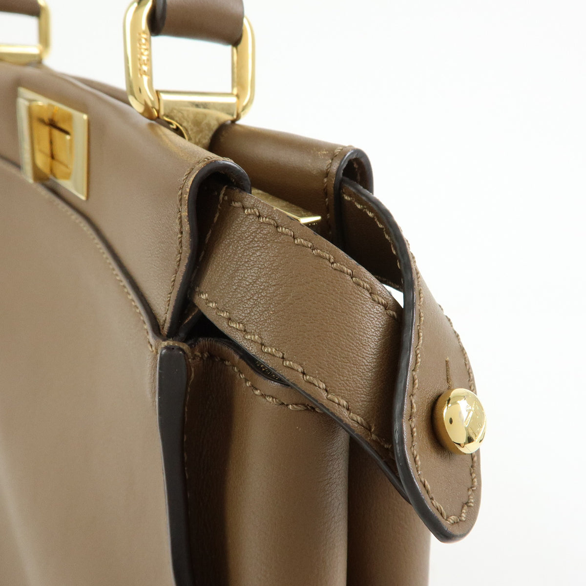 FENDI Peekaboo Pequin Leathe 2Way Hand Bag Shoulder Bag Brown 8BN290