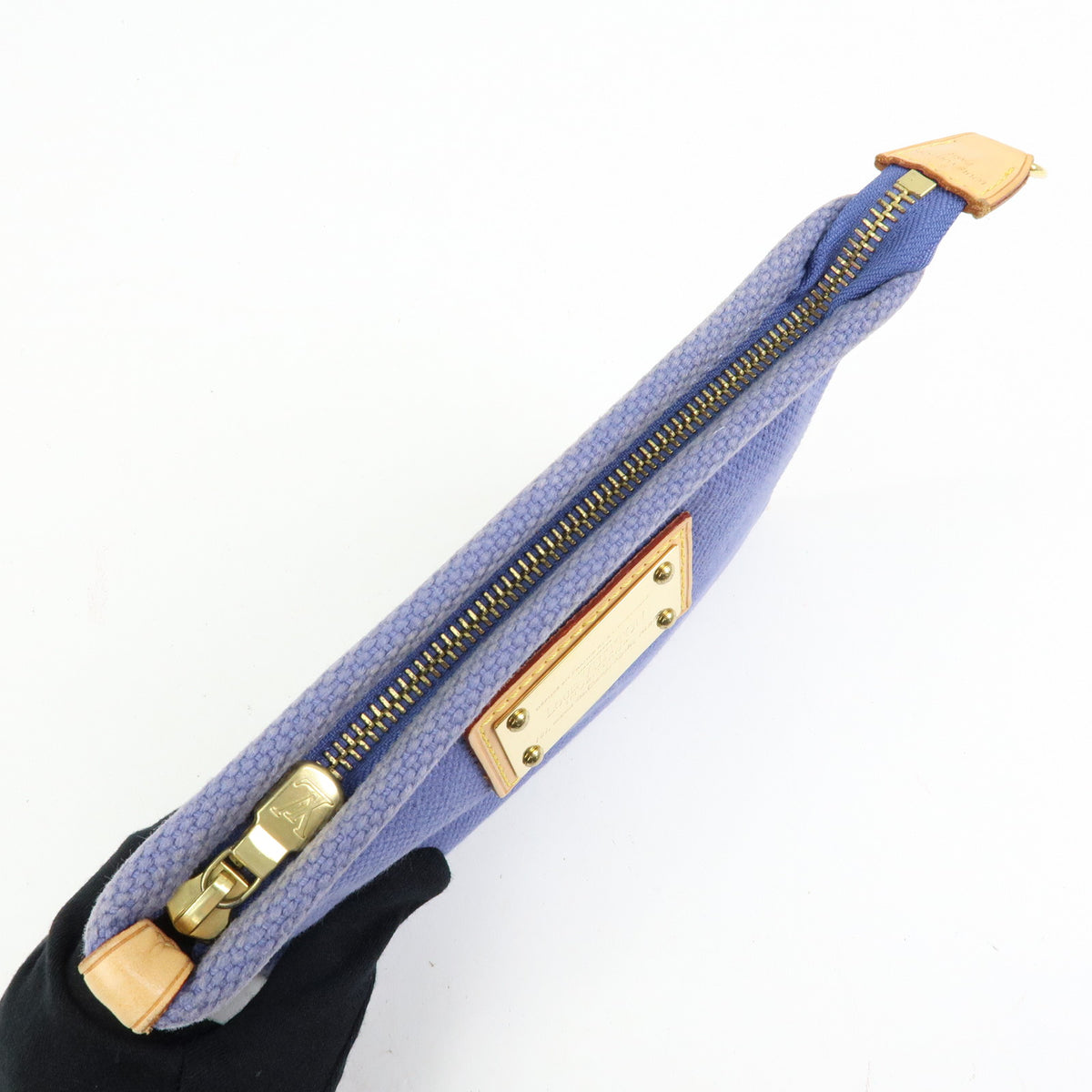 Louis Vuitton Antigua Canvas Leather Pochette Plate Pouch Blue M40070