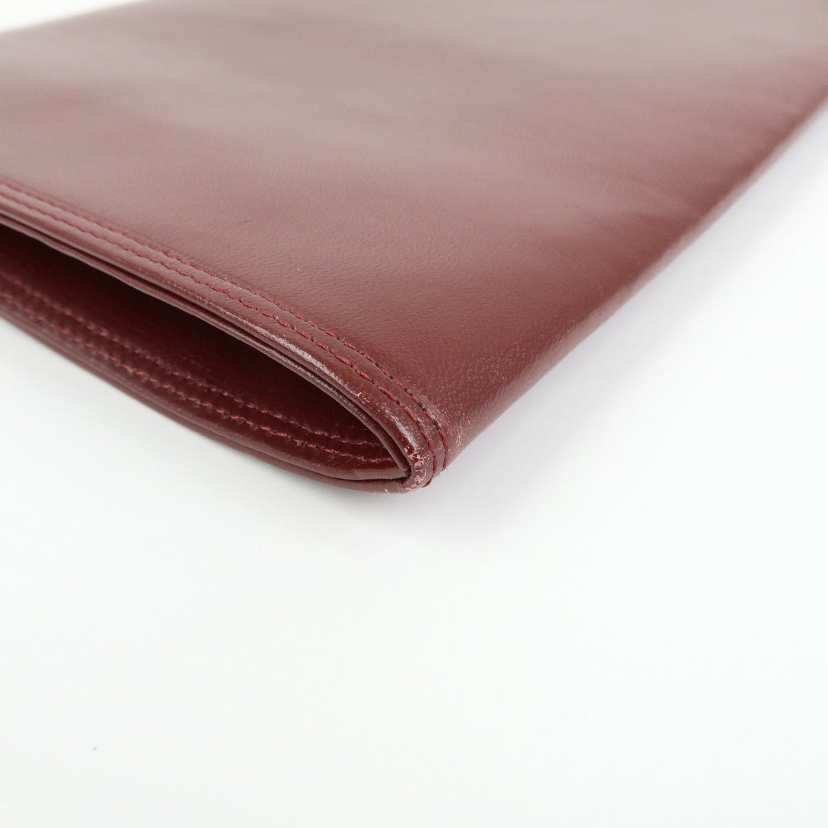 Cartier Must de Cartier Leather Clutch Bag Flat Pouch Bordeaux Wine Red