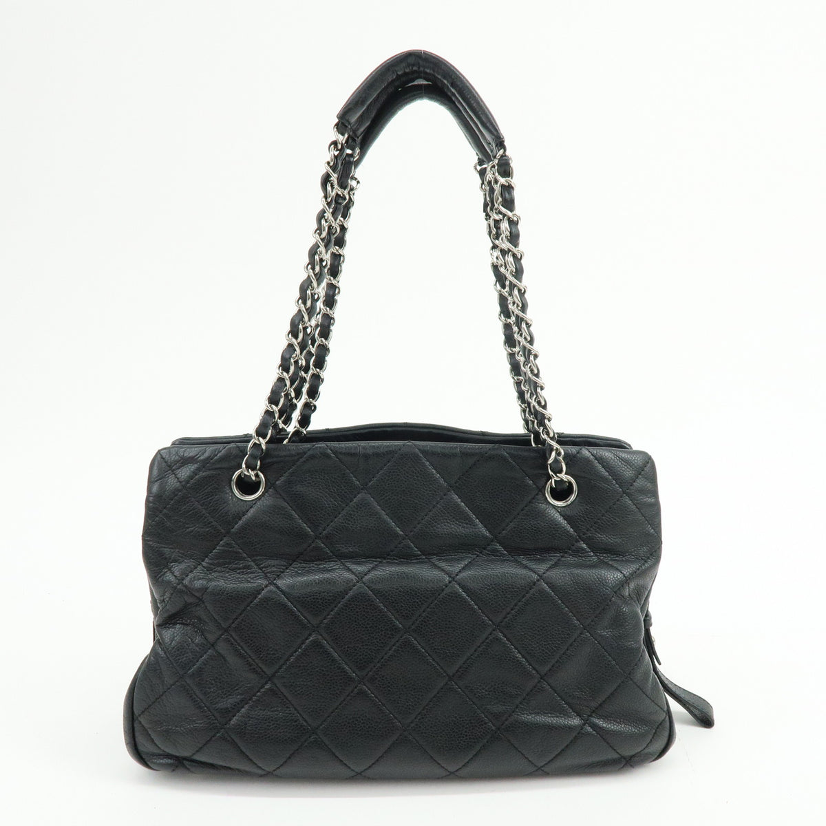 CHANEL Matelasse COCO Mark Caviarskin Chain Shoulder Bag Tote Bag Black