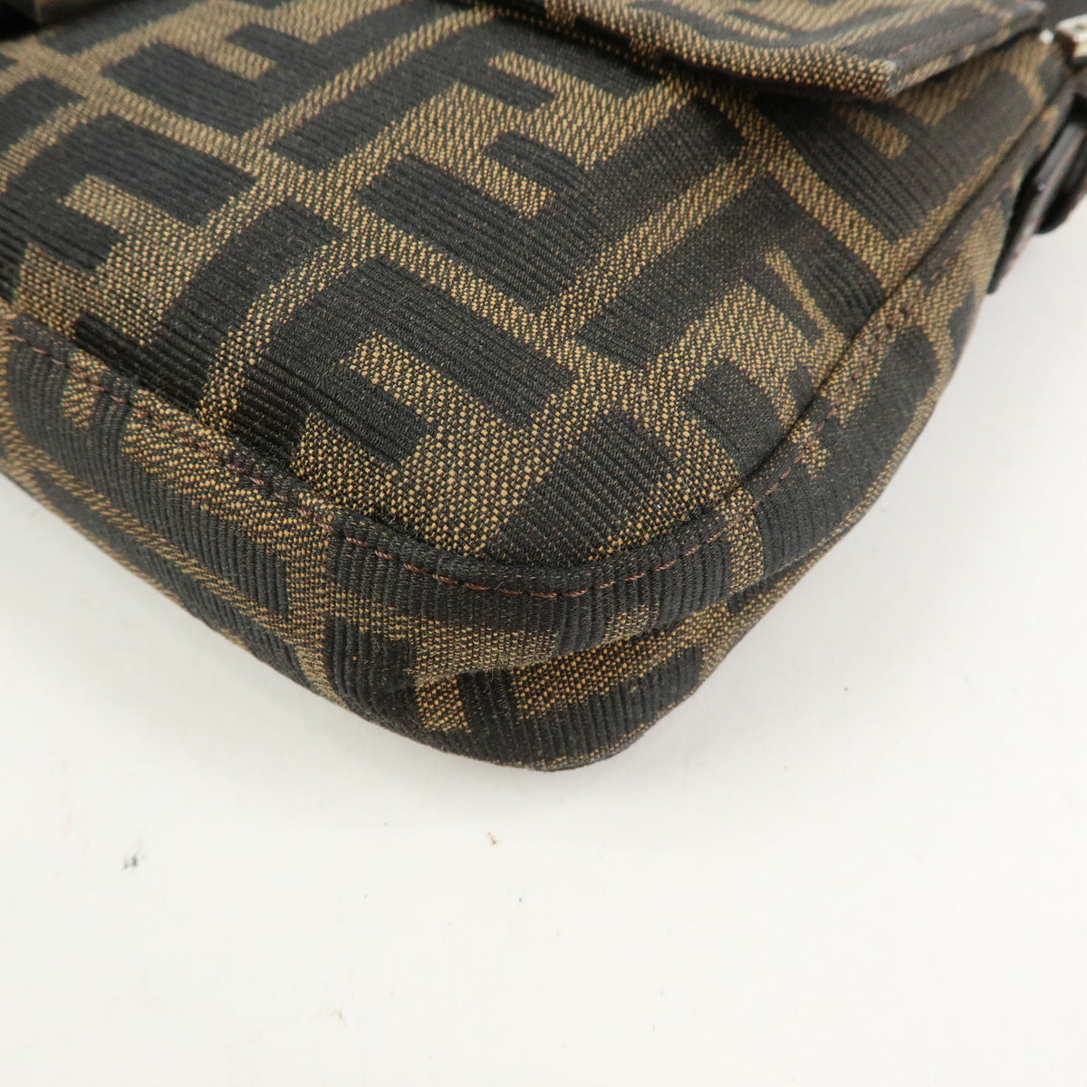 FENDI Zucca Mamma Baguette Jacquard Canvas Leather Shoulder Bag 26424