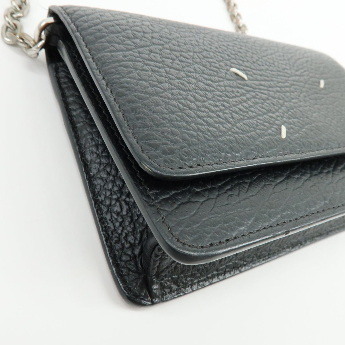 Maison Margiela Four-Stitch Leather Chain Wallet Shoulder Bag Black
