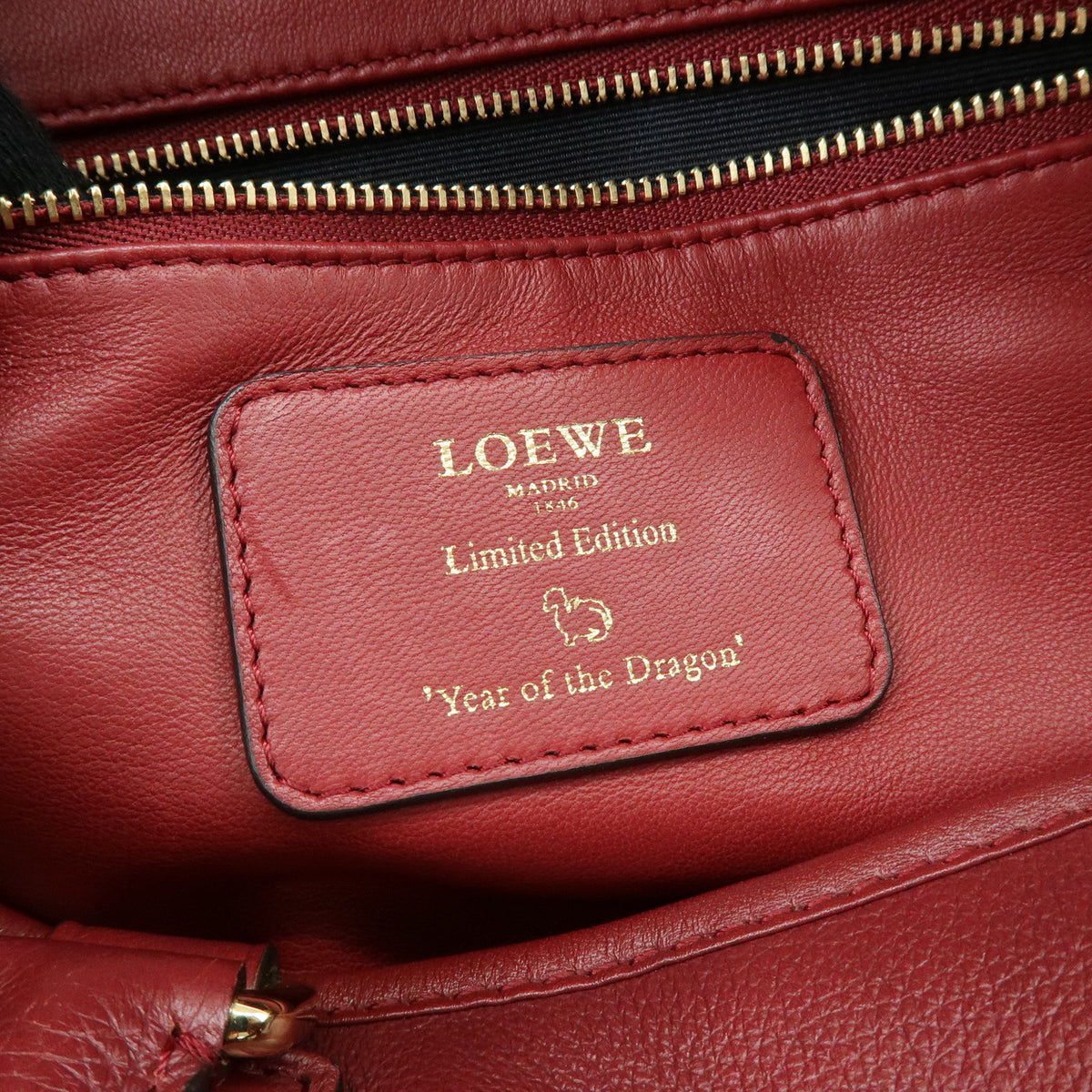 LOEWE Anagram Amazona 28 Leather Hand Bag Boston Bag Wine Red