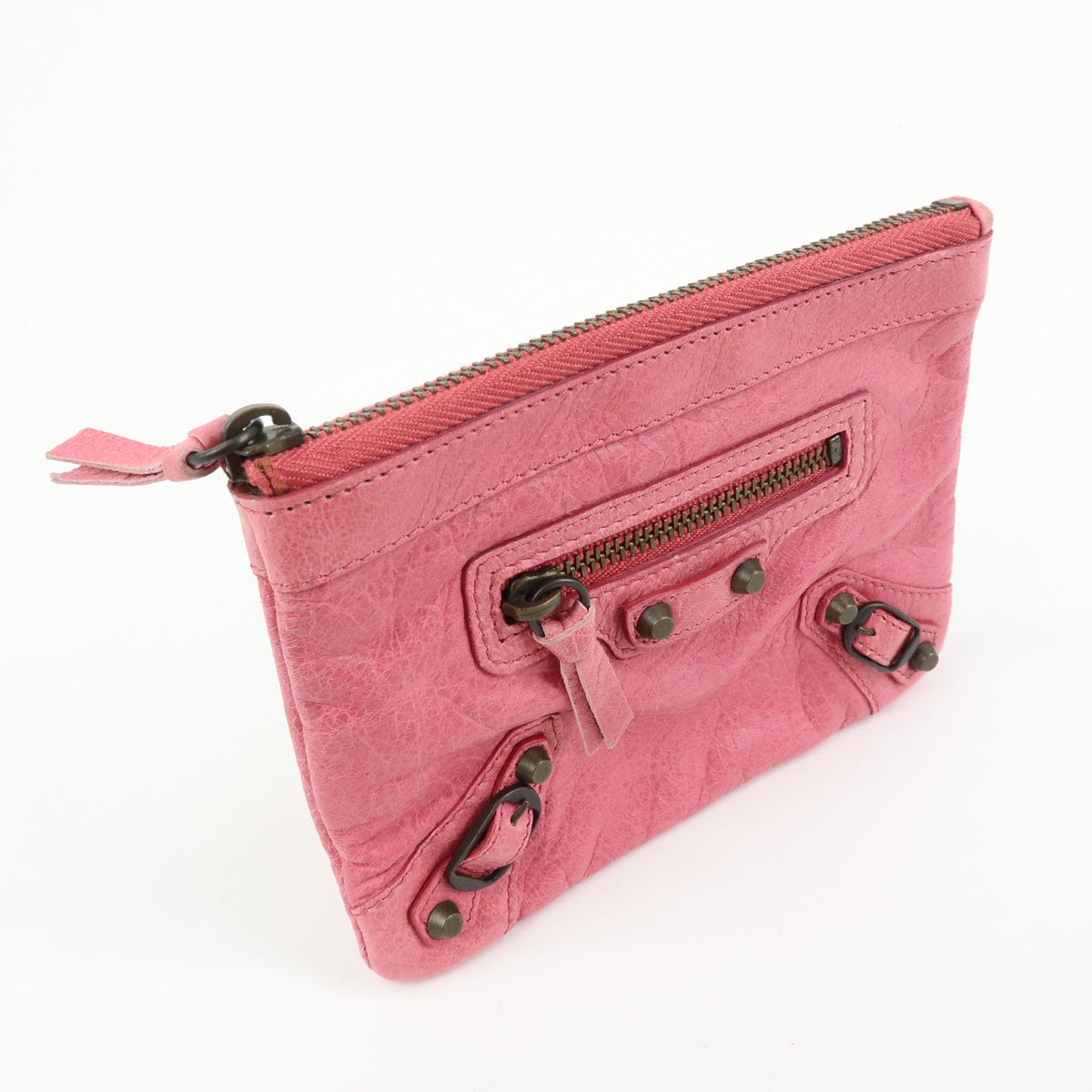 BALENCIAGA Classic Leather Mini Pouch Coin Purse Pink 130783