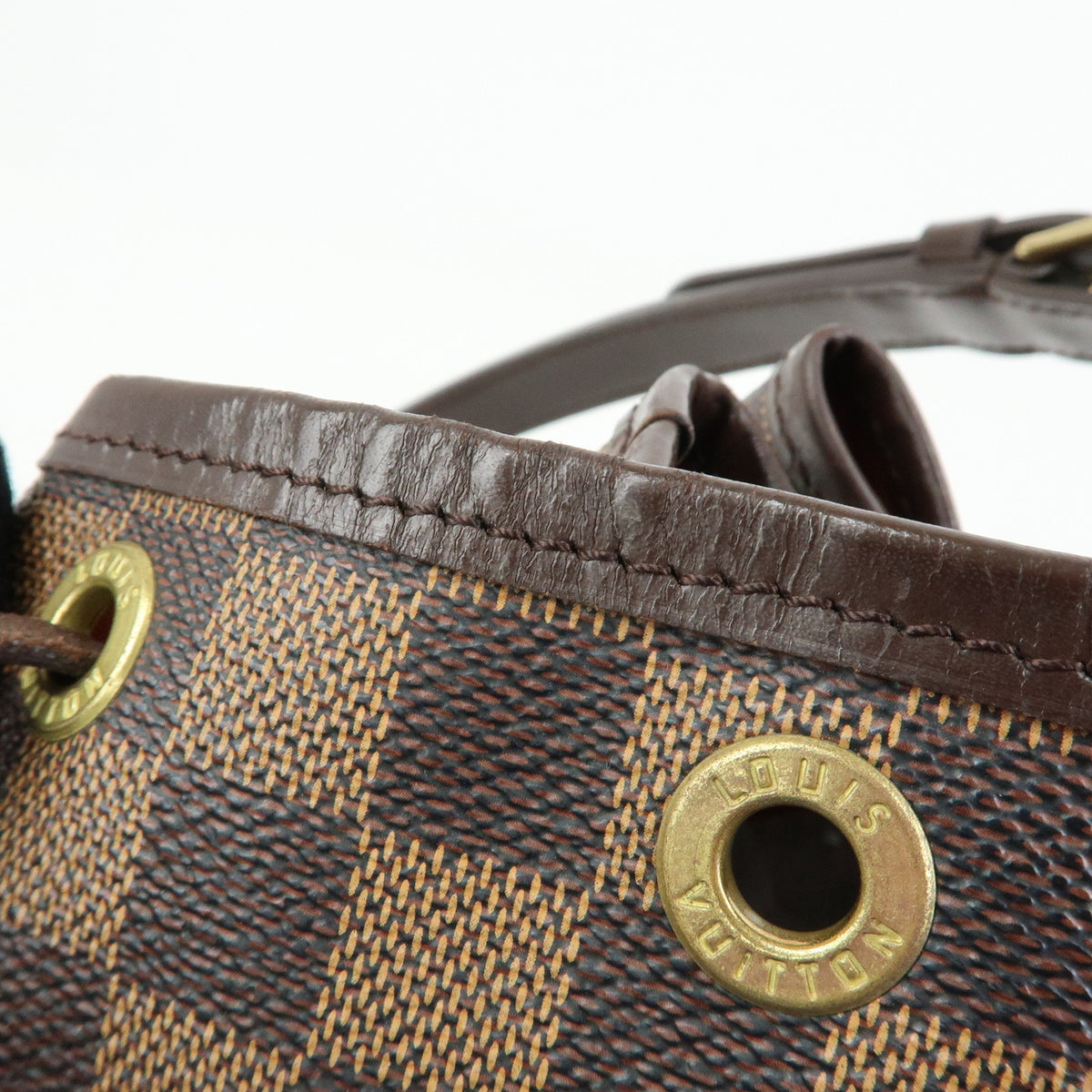 Louis Vuitton Damier Ebene Canvas Leather Petit Noe SPO Shoulder Bag