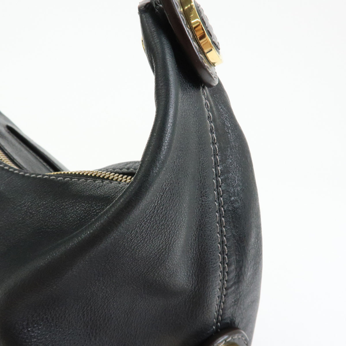 LOEWE Logo Leather Shoulder Bag Hand Bag Black