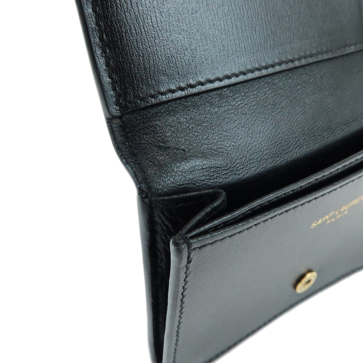 SAINT LAURENT PARIS Cassandra Leather Card Case Card Holder Black