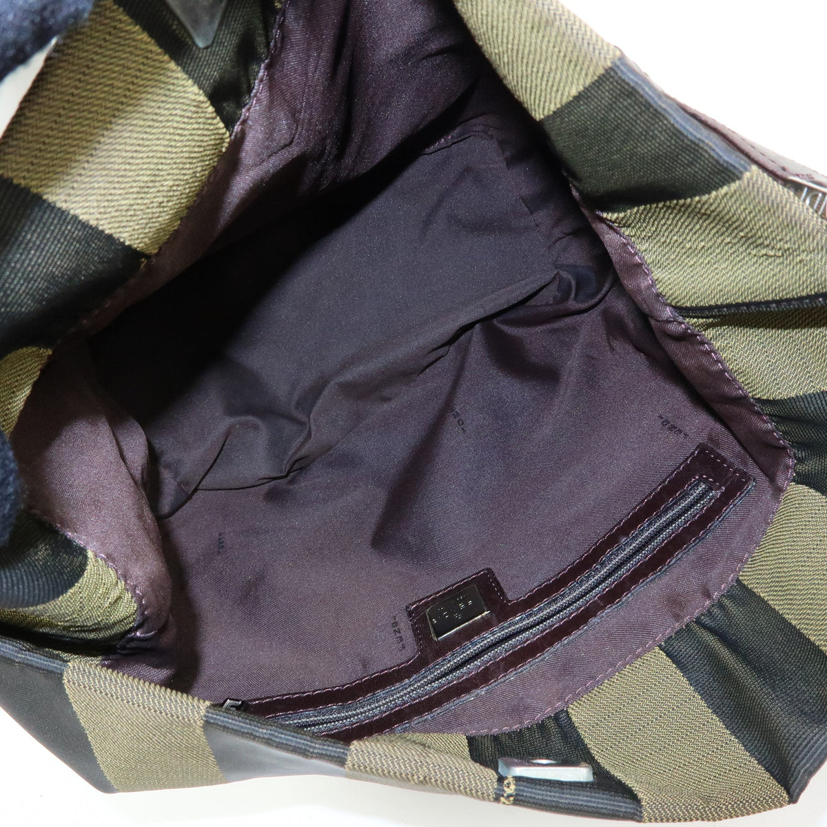 FENDI Pequin Canvas Leather Shoulder Bag  Hand Bag Brown 222828653・008