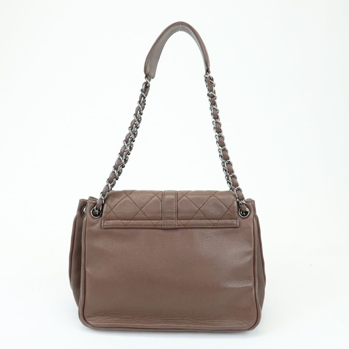 CHANEL 2.55 Mademoiselle Lock Lamb Skin Chain Shoulder Bag Brown