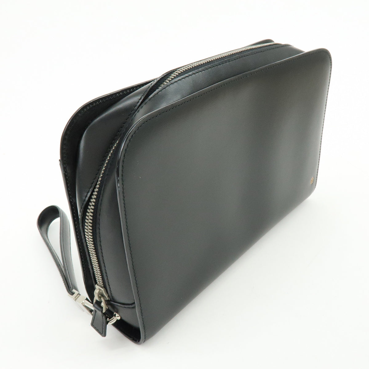 Cartier Pasha Leather Clutch Bag Wristlet Bag Pouch Black