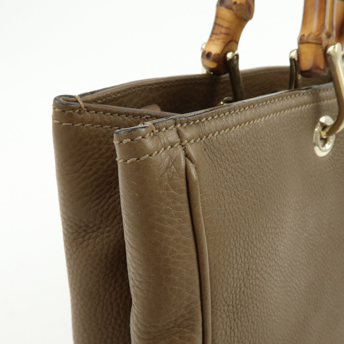 GUCCI Bamboo Shopper Medium Leather 2Way Bag Shoulder Bag 323660