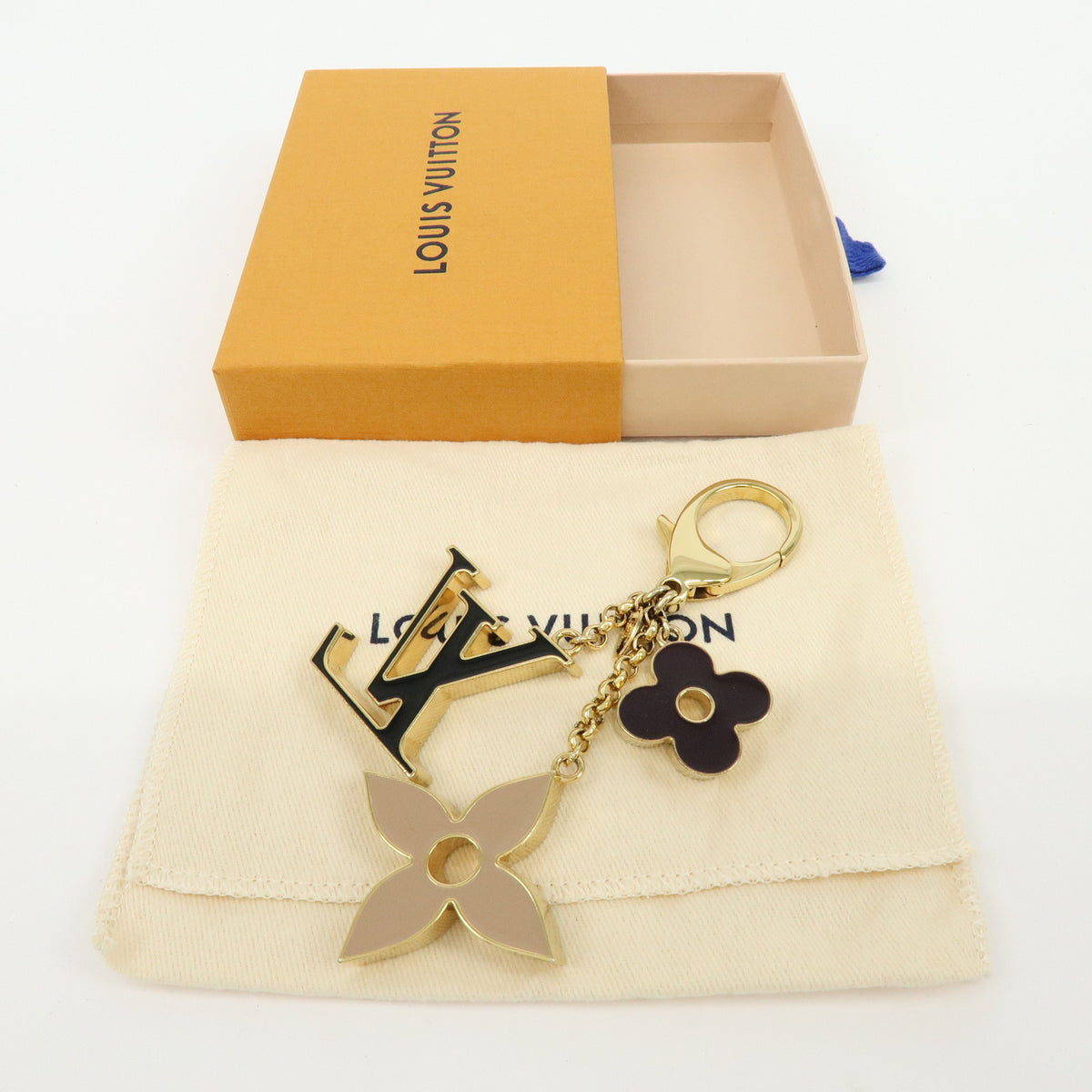 Louis Vuitton Fleur de Monogram Key Chain Bag Charm Gold M67119