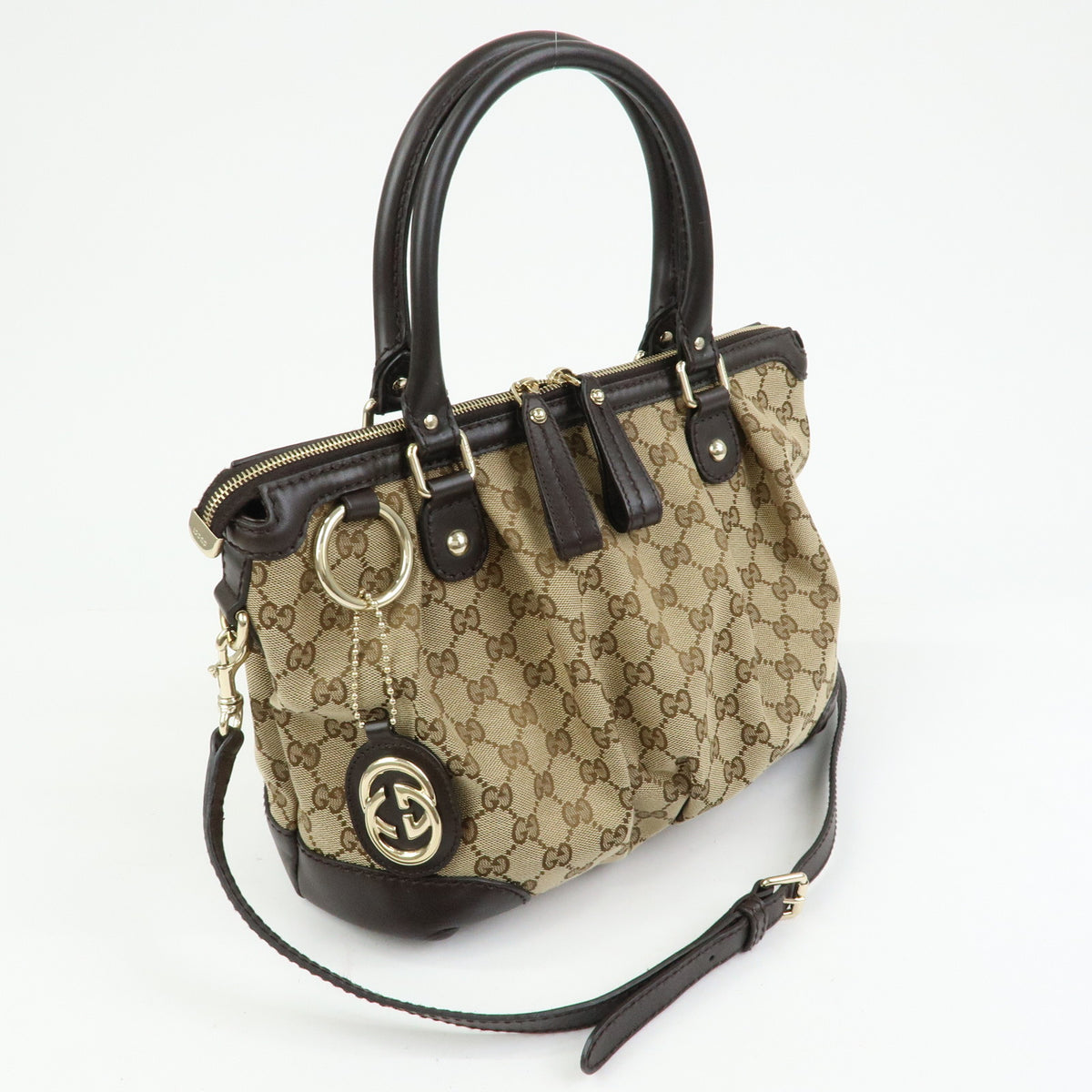 GUCCI Sukey Interlocking G GG Canvas Leather 2Way Shoulder Bag 247902