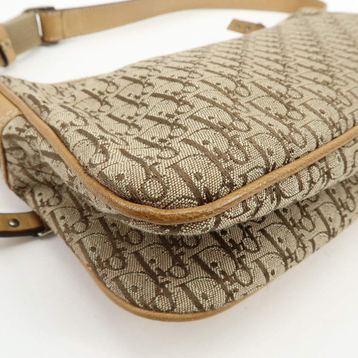 Christian Dior Street Chic Trotter Jaquard Canvas Leather Shoulder Bag