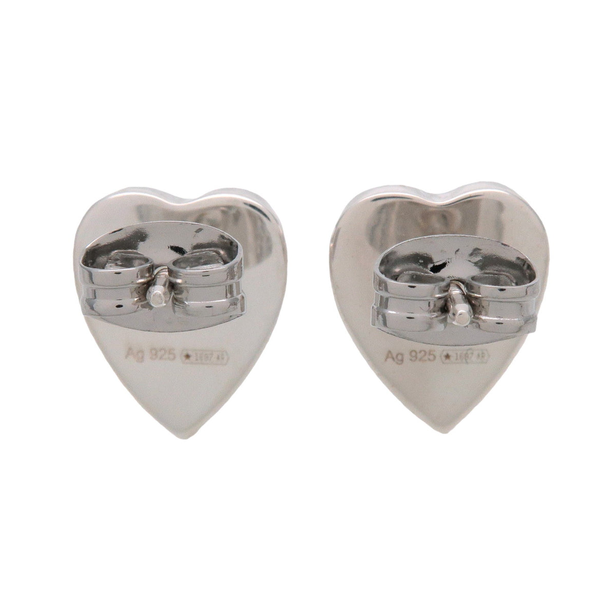 GUCCI Trademark Heart Shape Earrings SV925 Silver