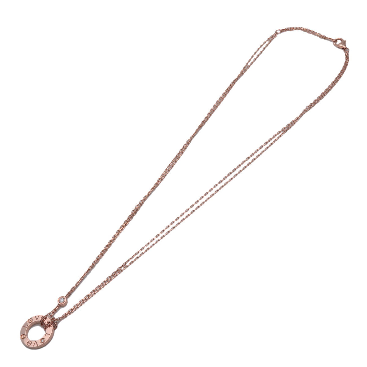 Cartier Love Circle 2P Diamond Necklace K18 750PG Rose Gold